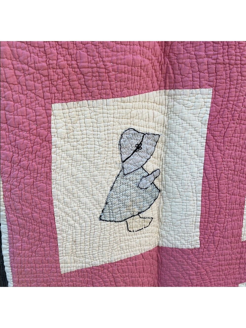 Vintage Patchwork Quilt Handmade Suebonnet Prairie Homestead Twee - Picture 5 of 8